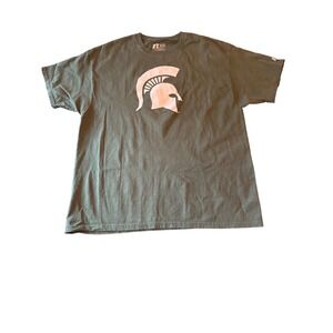 Michigan State XL Green T-Shirt With Spartan Helmet Graphic